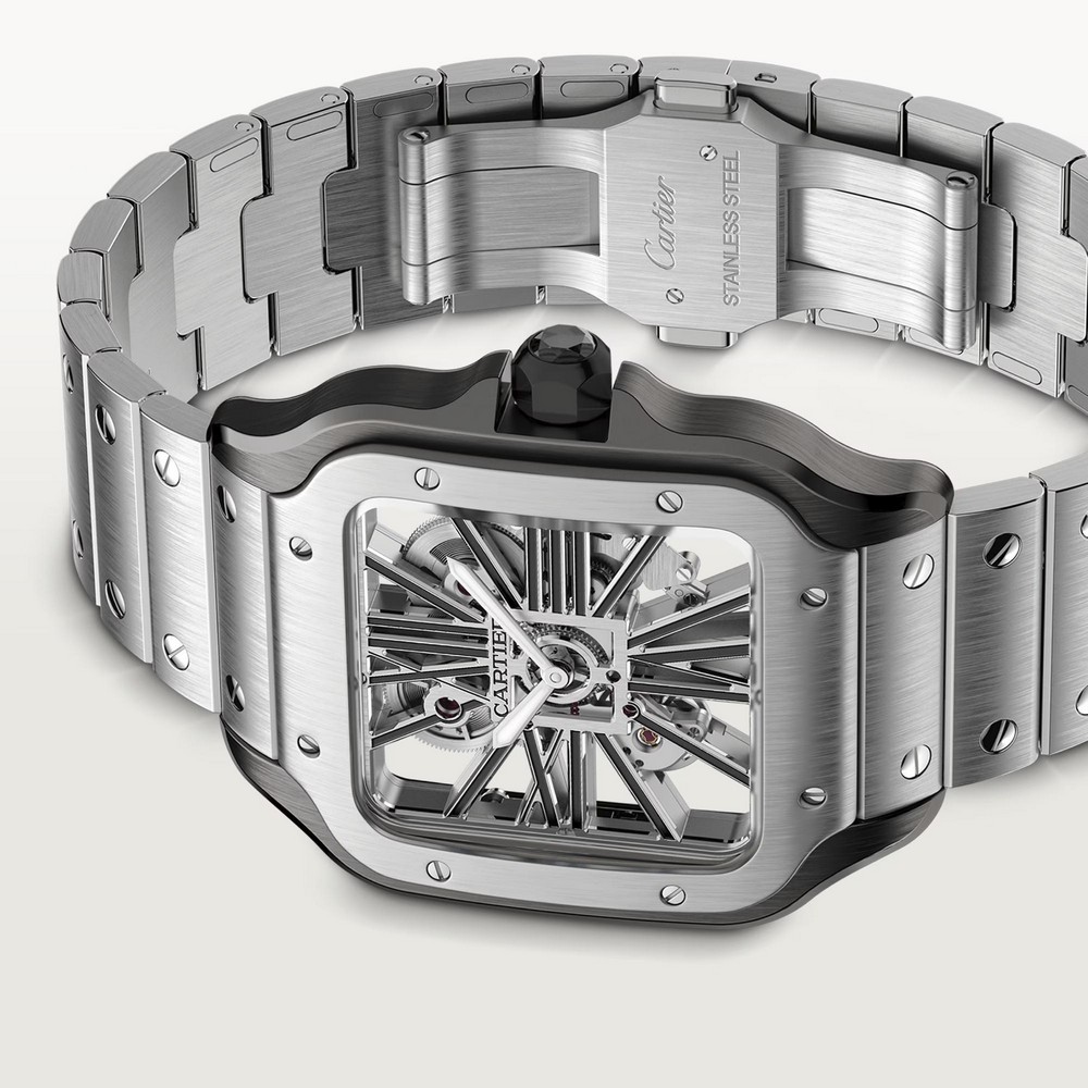 Đồng Hồ Cartier Santos De Cartier Large Watch Nam Xám Đen